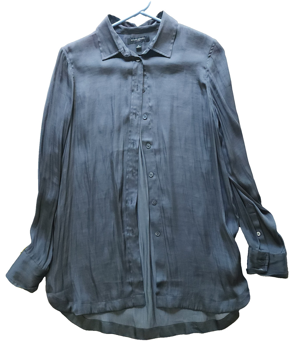 Banana Republic Parker Soft Solid Dark Grey Button Down Long Sleeve Small